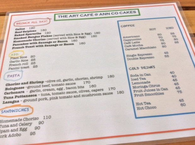Silay Ann Co Cakes Menu